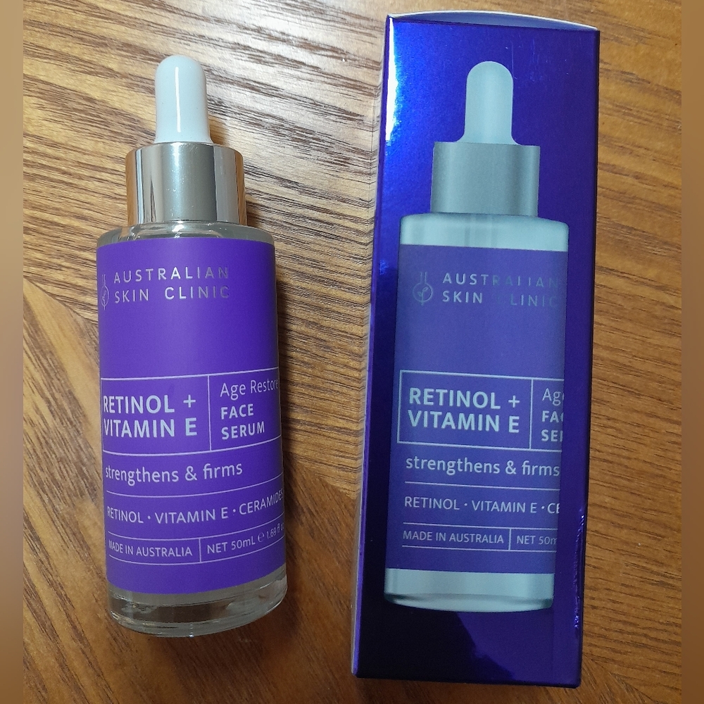 Retinol Vitamin E Age Restore Face Serum NWT Size:1.69 oz Australian Skin Clinic